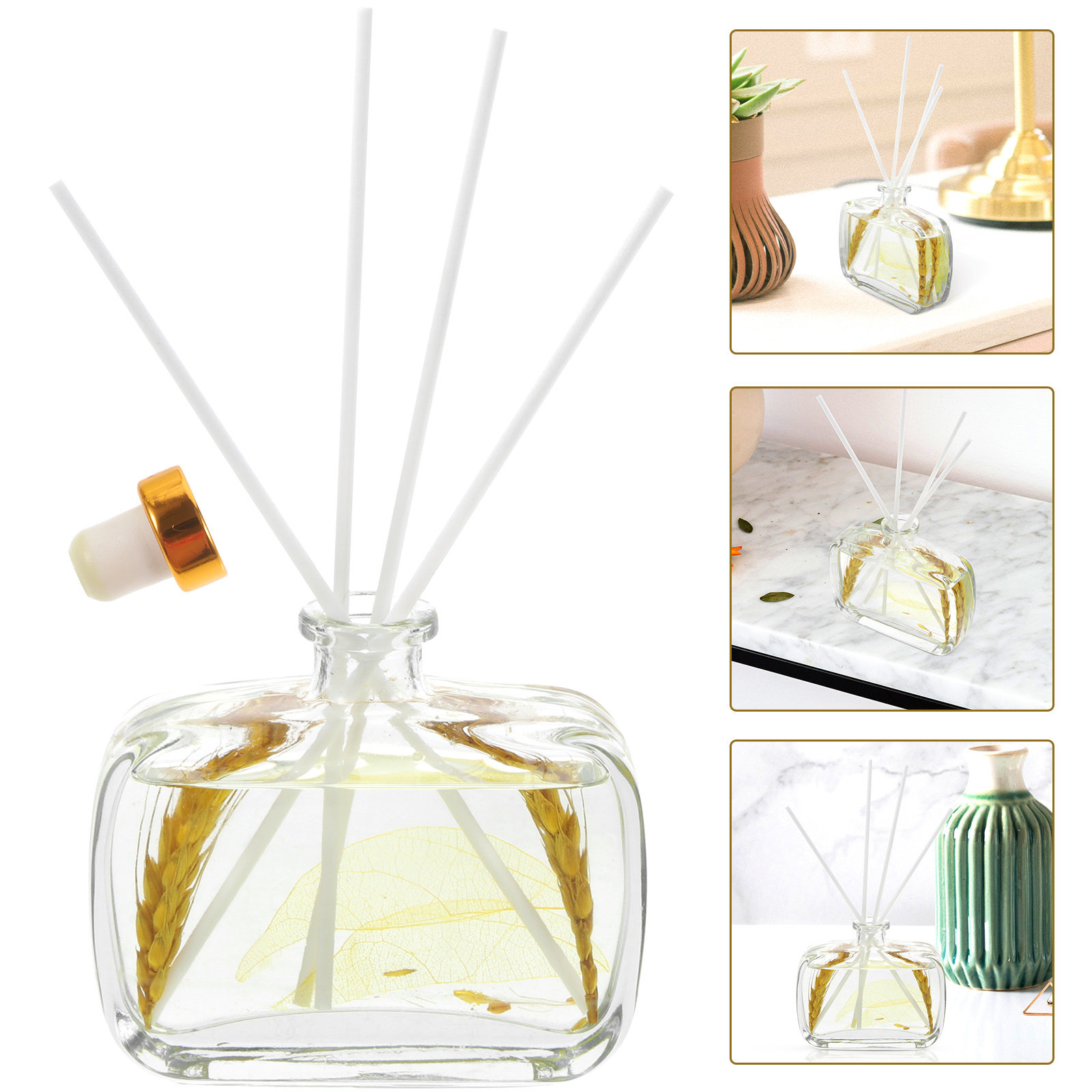 Home Fragrance Leather Diffuser - 1Set Aromatherapie Essentiële Olie Gedroogde Bloem